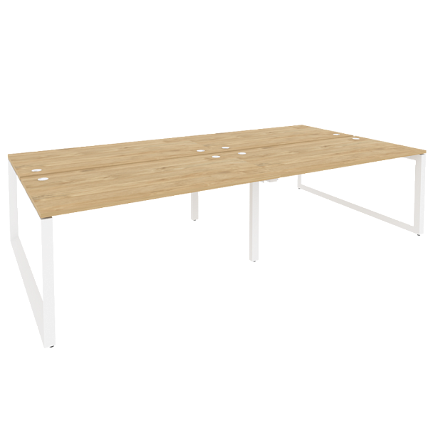 Onix Рабочая станция на О-образном м/к O.MO-D.RS-4.4.8 Тиквуд светлый/Белый металл 3160*1635*750 - Вид 1