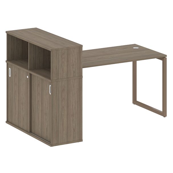 Metal System Quattro Стол письменный с шкафом-купе на О-образном м/к 40БО.РС-СШК-3.3 Т Вяз/Мокко металл 1810*1120*1098 - Вид 1
