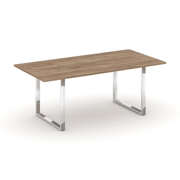 Style Project Direct Lux Стол переговорный M-SN-6O.SPRG-198.3 Дуб Табак/Нержавеющая Сталь/Хром 1980*980*25 - Вид 1