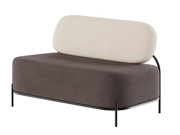 Jive Диван двухместный JVE-2 Velvet lux 58/Velvet lux 100/Металл Черный 1250*720*770 - Вид 1