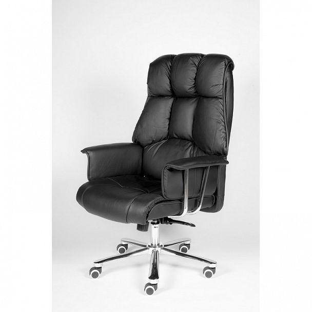 Кресло Президент / сталь + хром / черная  экокожа - Вид 2