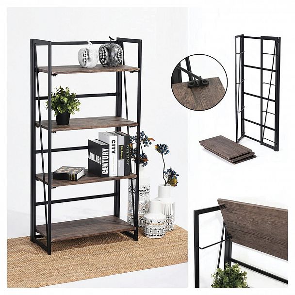 Стеллаж на металлокаркасе "BRABIX LOFT SH-001", 600х300х1250 мм, складной, цвет морёный дуб, 641228 - Вид 11