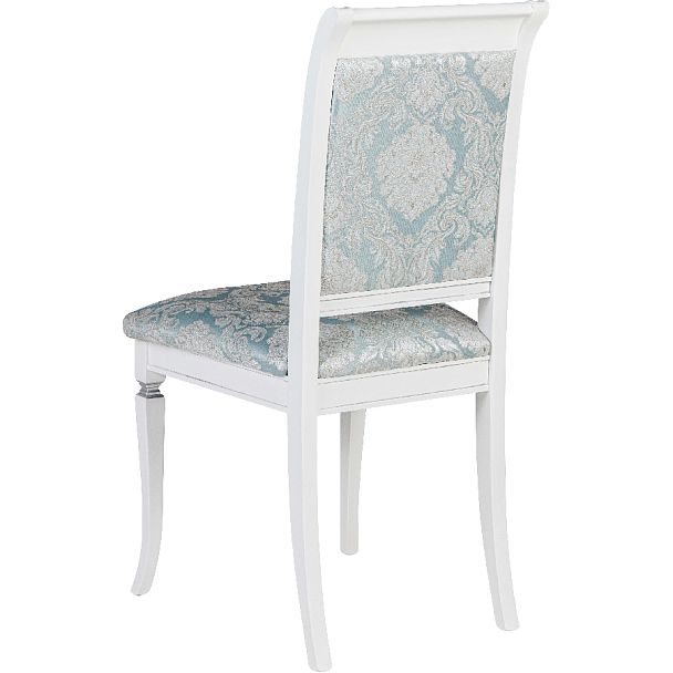 Комплект деревянных стульев с мягким сиденьем Бармс Белая эмаль серебрянная патина/Бирюзовый жаккард, 3 шт. - Вид 5