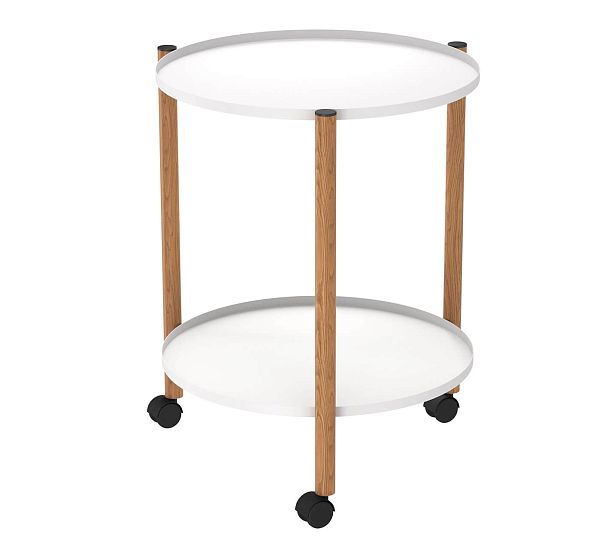 Сервировочный столик Sheffilton SHT-CT62 белый муар/светлый орех - Вид 5