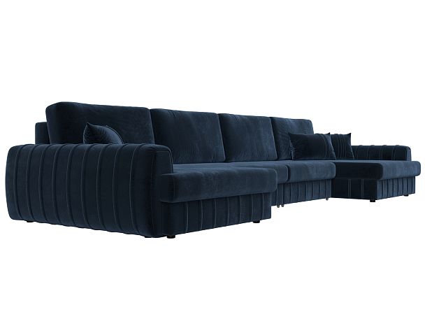 Диван П-образный Лига-057 НПБ Лонг Велюр синий - Вид 3