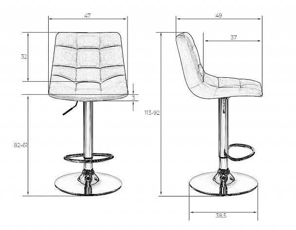 Стул барный DOBRIN TAILOR BLACK (синий велюр (MJ9-117)) - Вид 9