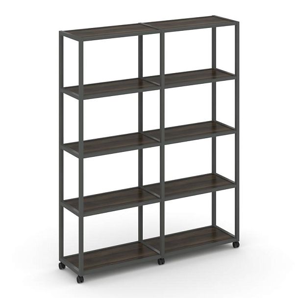 Shelf Mobile Стеллаж 5 уровней 2 секции VR.LT-STK-511.12 Дуб Мали/Металл Антрацит 2370*400*2000 - Вид 1