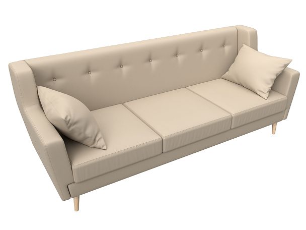 Прямой диван Брайтон 3 (полностью экокожа бежевая) - Вид 5