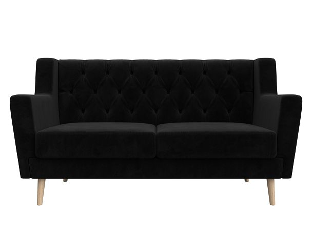 Прямой диван Брайтон 2 Люкс (полностью велюр черный) - Вид 2
