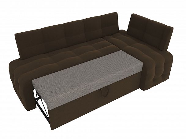 Кухонный угловой диван Люксор правый (полностью микровельвет коричневый) - Вид 5