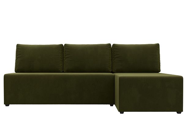 Угловой диван Поло правый (полностью микровельвет зеленый) - Вид 2