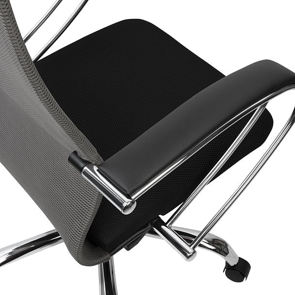 Кресло офисное BRABIX PREMIUM "Ultimate EX-800" хром, плотная двойная сетка Х2, черное/серое, 532912 - Вид 12