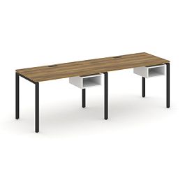 Concept Рабочая станция односторонняя с подвес. тумбами 2 места CN.ORS-102 Сандал Янтарный/Белый Бриллиант/Металл Черный 2360*720*750 - Фото предпросмотра