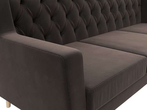 Прямой диван Брайтон 3 Люкс (полностью велюр коричневый) - Вид 4