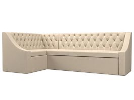 Кухонный угловой диван Мерлин левый (полностью экокожа бежевая) - Фото предпросмотра