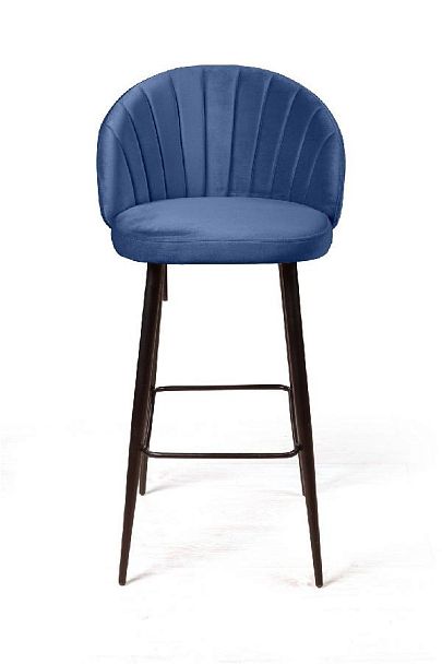 Стул полубарный Mont Blanc, бархат синий 29 / черный конус - Вид 2