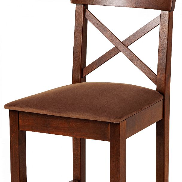 Стул деревянный полубарный Бергольф с мягким сиденьем Темный орех/Коричневый велюр - Вид 11