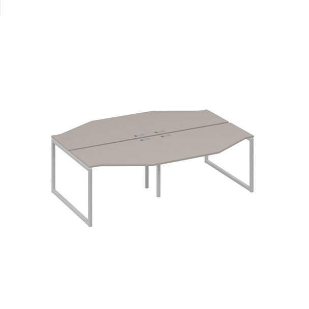 Cтанция QUATTRO столы Техно 4х120 эргономичные A4 А4 Б4 186-2 БП мокко премиум / металлокаркас серый - Вид 1