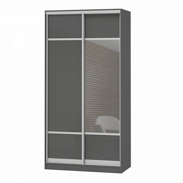 Шкаф Дерби 1097 ДСП-ЗР "Шкафы-купе" ПК-ДЕБ-Ш215Х110ДСЗ/1-В1-73 темно-серый - Вид 1