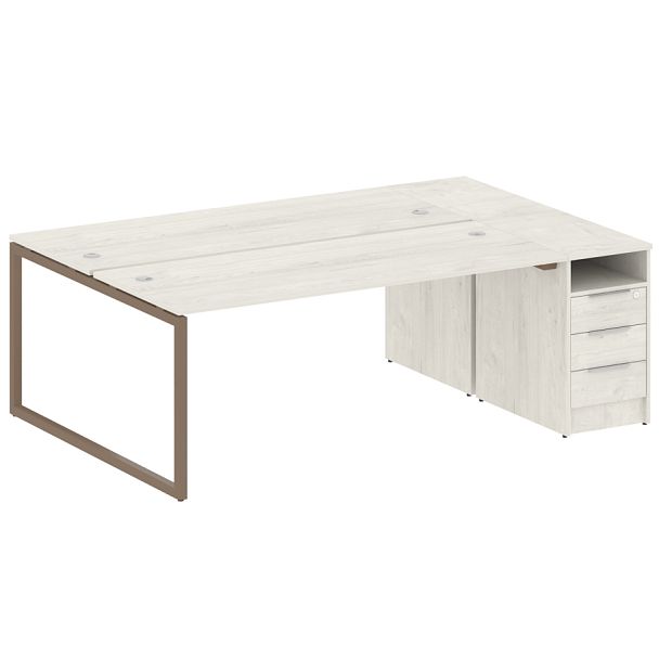 Metal System Quattro Р. ст. с тумбой на О-образном м/к 40БО.РС-СТП-2.5 Дуб наварра/Мокко металл 2212*1475*750 - Вид 1