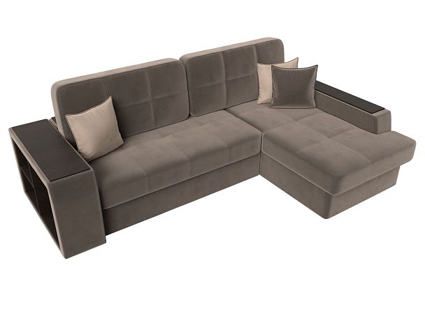 Угловой диван Брюссель правый (полностью велюр коричневый) - Вид 5