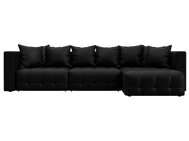Диван угловой Лига-052 НПБ Лонг угол универсальный Экокожа черный - Вид 2