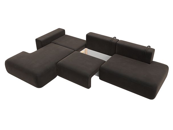 Диван угловой Лига-036 Модерн Лонг левый угол Велюр коричневый - Вид 8