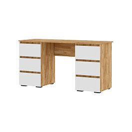 Хелен ПС 02 Письменный стол (1,420х0,730х0,500) белый/дуб крафт золото - Фото предпросмотра