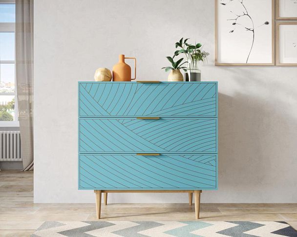 Комод с тремя ящиками Line LN12/GR1/blue - Вид 5