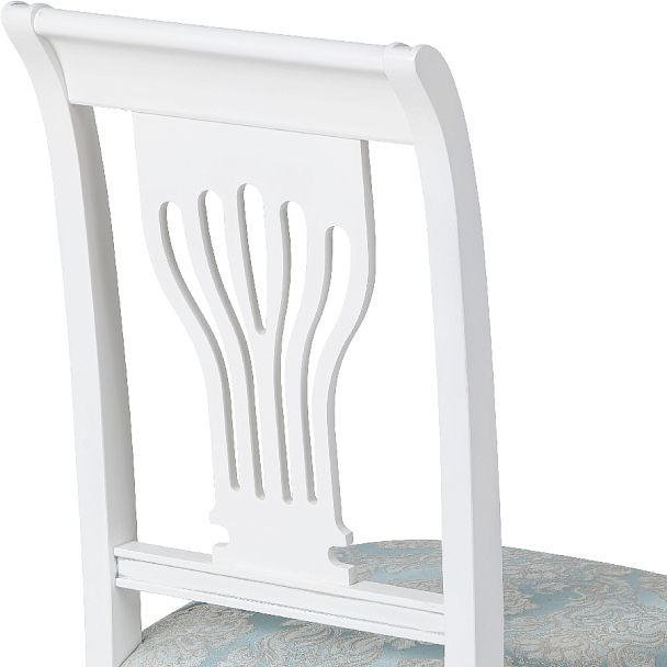 Стул деревянный с мягким сиденьем Мендельс Белая эмаль серебрянная патина/Бирюзовый жаккард - Вид 9