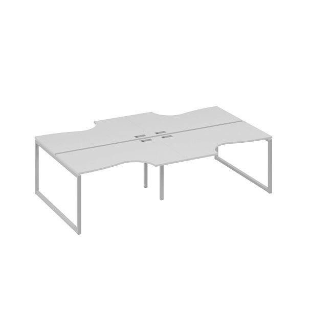 Рабочая станция (4х140) столы Классика каркас QUATTRO A4 А4 Б4 184-2 БП серый / металлокаркас серый - Вид 1