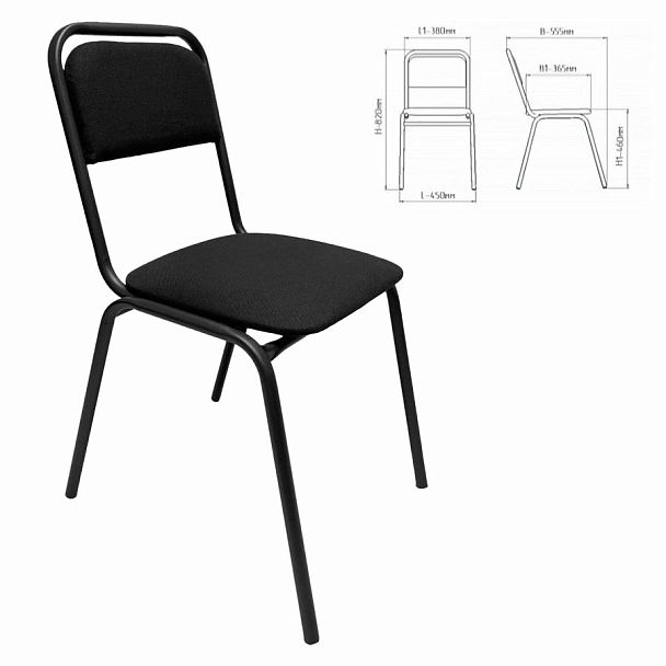 Стул для посетителей РС42, черный каркас, ткань черная - Вид 3
