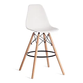 Стул барный Синди Бар Чаир/Cindy Bar Chair (мод.80-1), дерево бук/металл/пластик, White (Белый) 70029/ натуральный - Фото предпросмотра