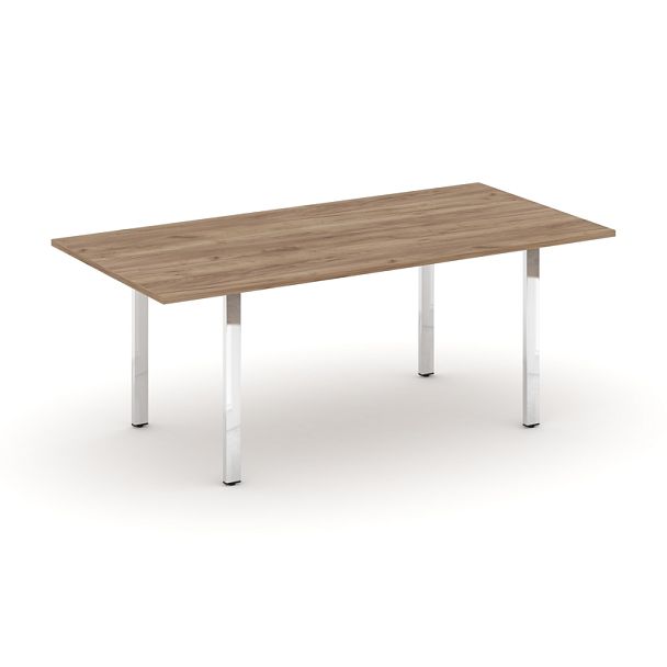 Style Project Direct Lux Стол переговорный M-SN-6P.SPRG-198.3 Дуб Табак/Нержавеющая Сталь/Хром 1980*980*25 - Вид 1