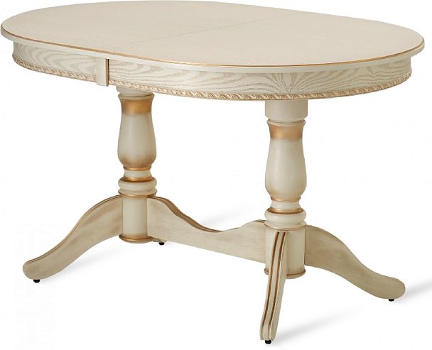 Стол деревянный раздвижной Барэнт 130(170)х90х76 Слоновая кость с золотой патиной - Вид 3