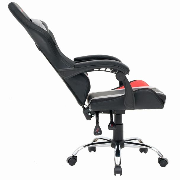 Кресло компьютерное CROMEX "Quantum GM-155 RGB", подсветка, две подушки, экокожа, черное/красное/серое, 532955 - Вид 10