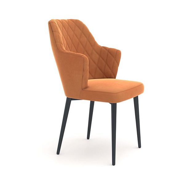 Стул с подлокотниками Hunt ромб, велюр Frost fox / чёрный конус - Вид 1