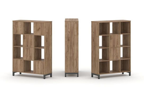 Стайл Проджект Набор стеллажа 1 сторон., 4 яр. SN.NS-431 Дуб Табак/Металл Антрацит 1121*400*1615 - Вид 1