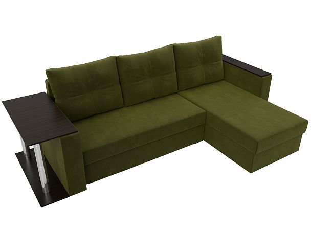 Угловой диван Атланта Лайт правый (полностью микровельвет зеленый) - Вид 6