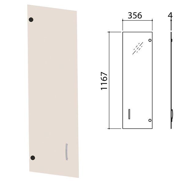Дверь СТЕКЛО тонированное, средняя, "Приоритет", 356х4х1167 мм, БЕЗ ФУРНИТУРЫ, К-941 - Вид 1