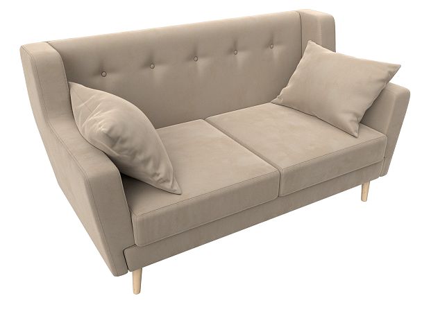 Прямой диван Брайтон 2 (полностью велюр бежевый) - Вид 5