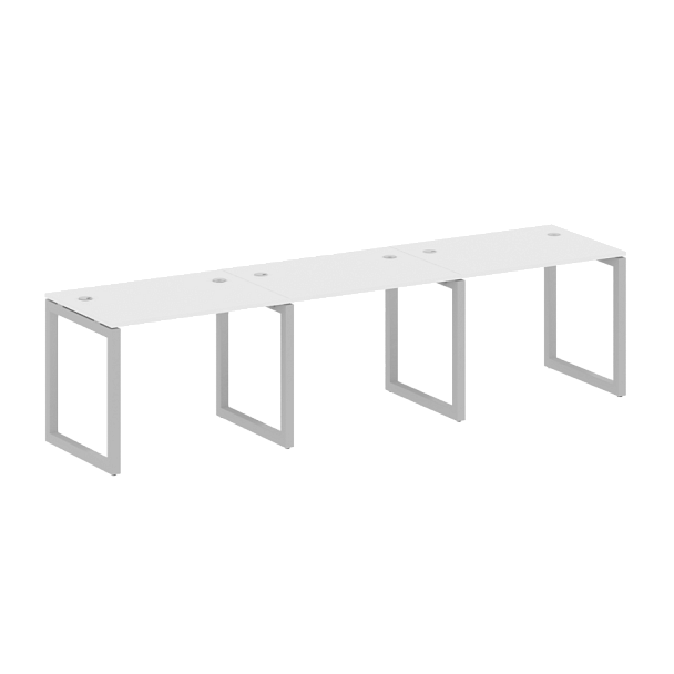 Metal System Quattro Р. ст. на 3 раб. места на О-образном м/к 50БО.СМ-3.1 Белый/Серый металл 3000*720*750 - Вид 1