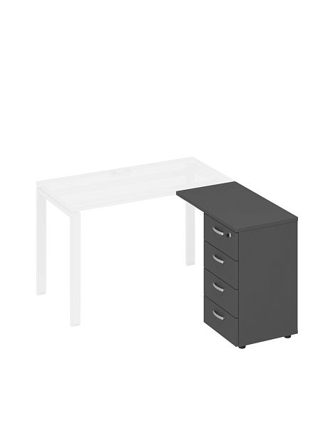 Тумба приставная 4-х ящичная с замком A4 А4 9224 БП антрацит премиум - Вид 1