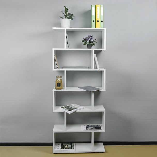 Стеллаж BRABIX "Scandi SH-008", 730х250х1760 мм, 6 секций, ЛДСП, белый, 641897, ЦБ013658-1 - Вид 8