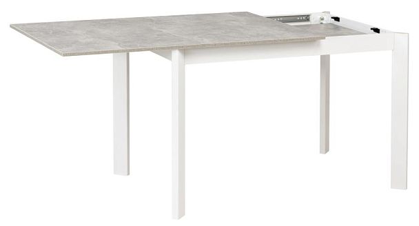 Обеденная группа стол раздвижной Стил 110 Бетон/Белый и 2 стула Бергольф Белый/Серый велюр - Вид 4