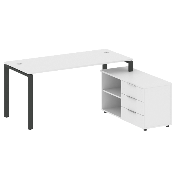 Metal System Р. ст. с тумбой на П-образном м/к БП.РС-СТС-2.4 (R) Белый/Антрацит металл 1700*1520*750 - Вид 1