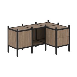 Loft Угловой внутренний стеллаж наборный VR.L-26 Дуб аризона/Чёрный металл 1278*862*636 - Фото предпросмотра