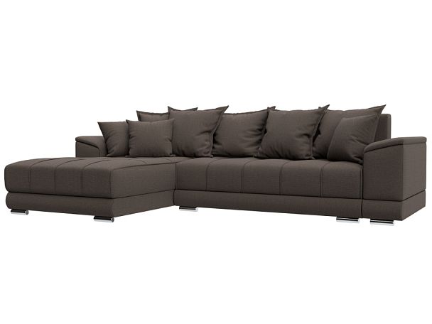 Диван угловой НордСтар левый угол Рогожка коричневый - Вид 1