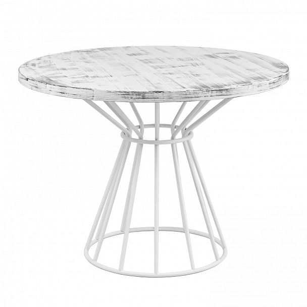 Стол Жи-Ши d1200, белый патина - Вид 2