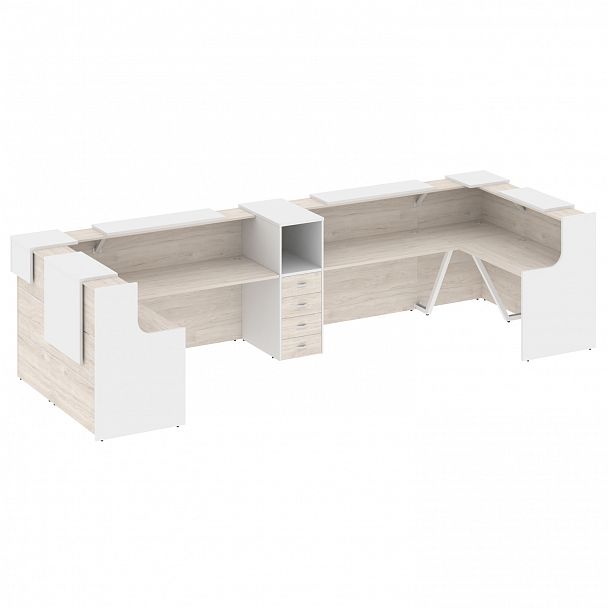 Ресепшн П-образный "Onix" O.R-K-37 денвер светлый/белый - Вид 1